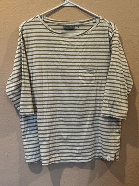 Tasc Performance Womens Striped Tee — Cream & White